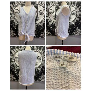 Green Envelope tank top with buttons and tie